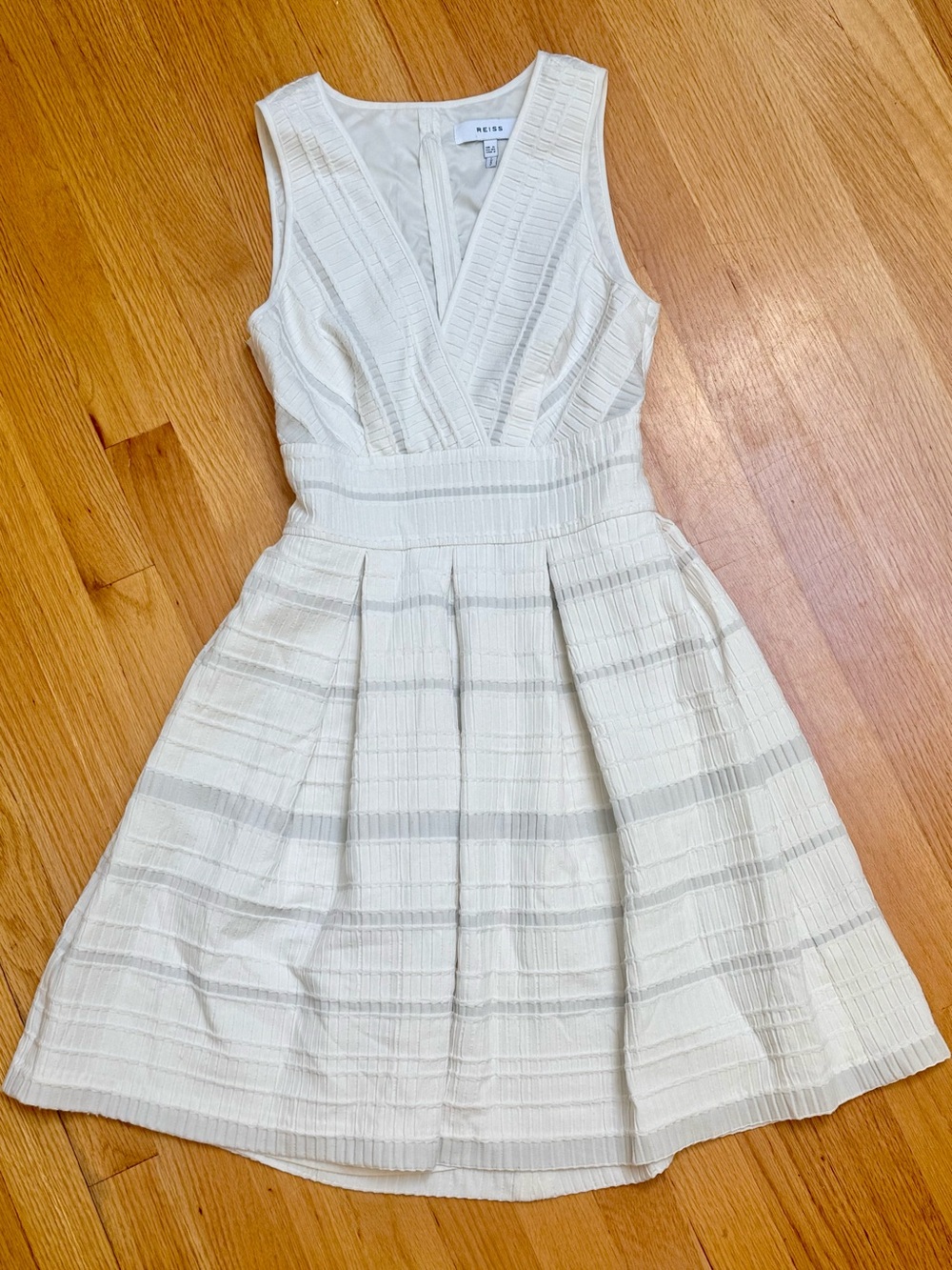 Reiss Ivory textured Fit-and-Flare Dress